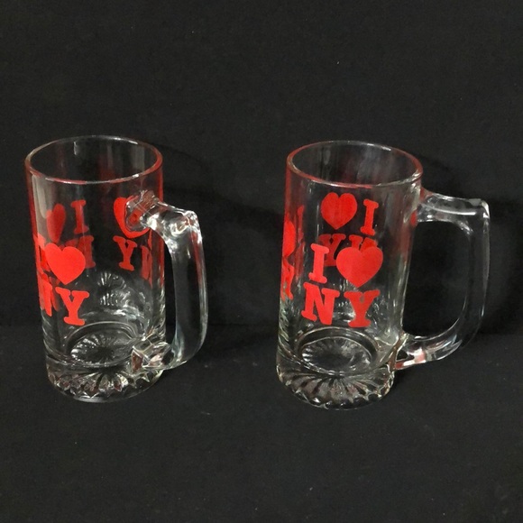 VINTAGE I LOVE NEW YORK set of 6 GLASSES CAPS - Picture 3 of 9